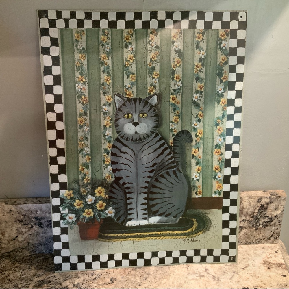 Grey Tiger Cat Metal Wall Art 16x12”